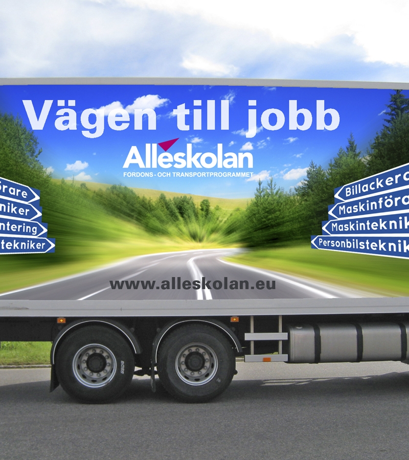 Stripning av lastbil till Alléskolan i Hallsberg