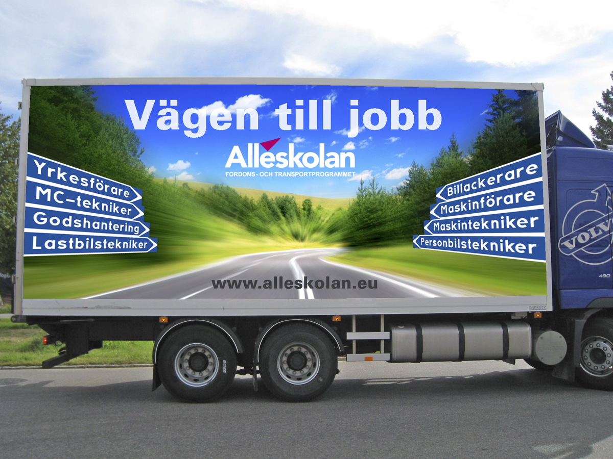 Stripning av lastbil till Alléskolan i Hallsberg